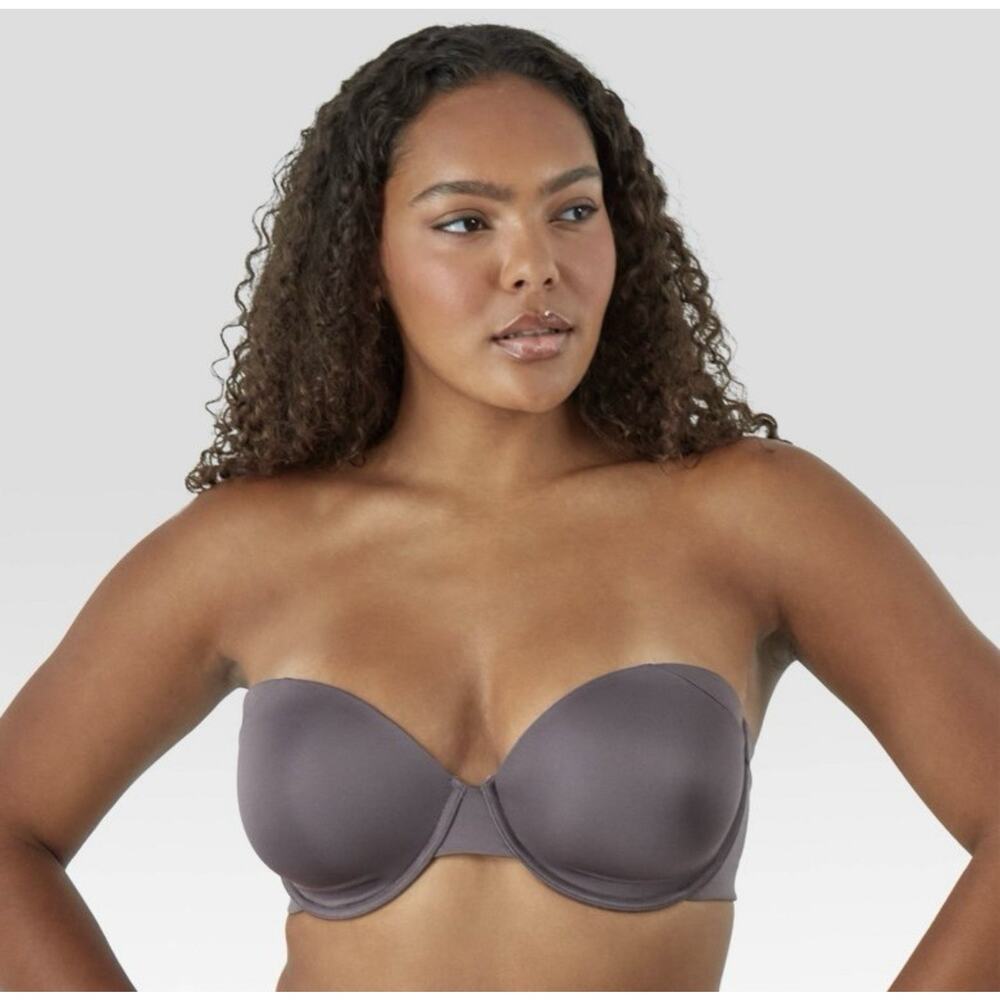 Maidenform T-Shirt Strapless Bra Convertible Straps Stay Up Power Band Brown 40C
